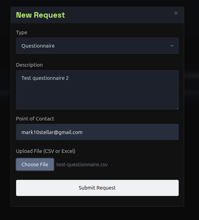 User-new-request-questionnaire